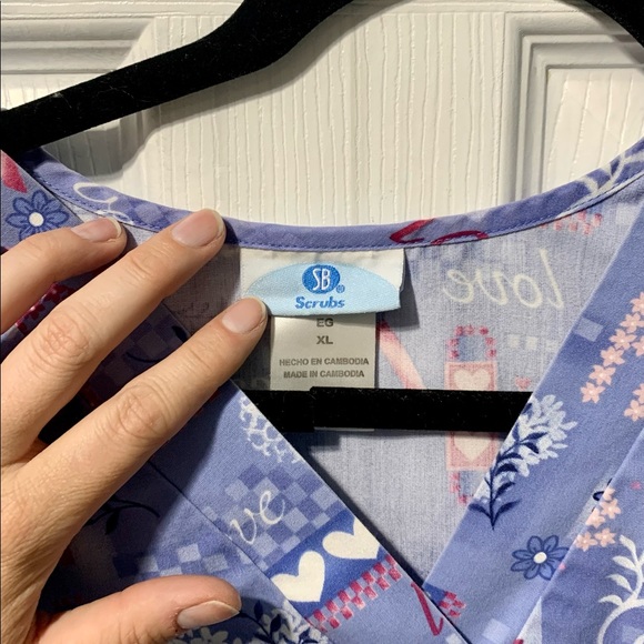 Breast cancer themed scrub top - Picture 2 of 3